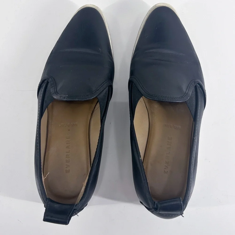 Everlane The Leather Street Shoe Black Slip On Sneakers Size 7.5